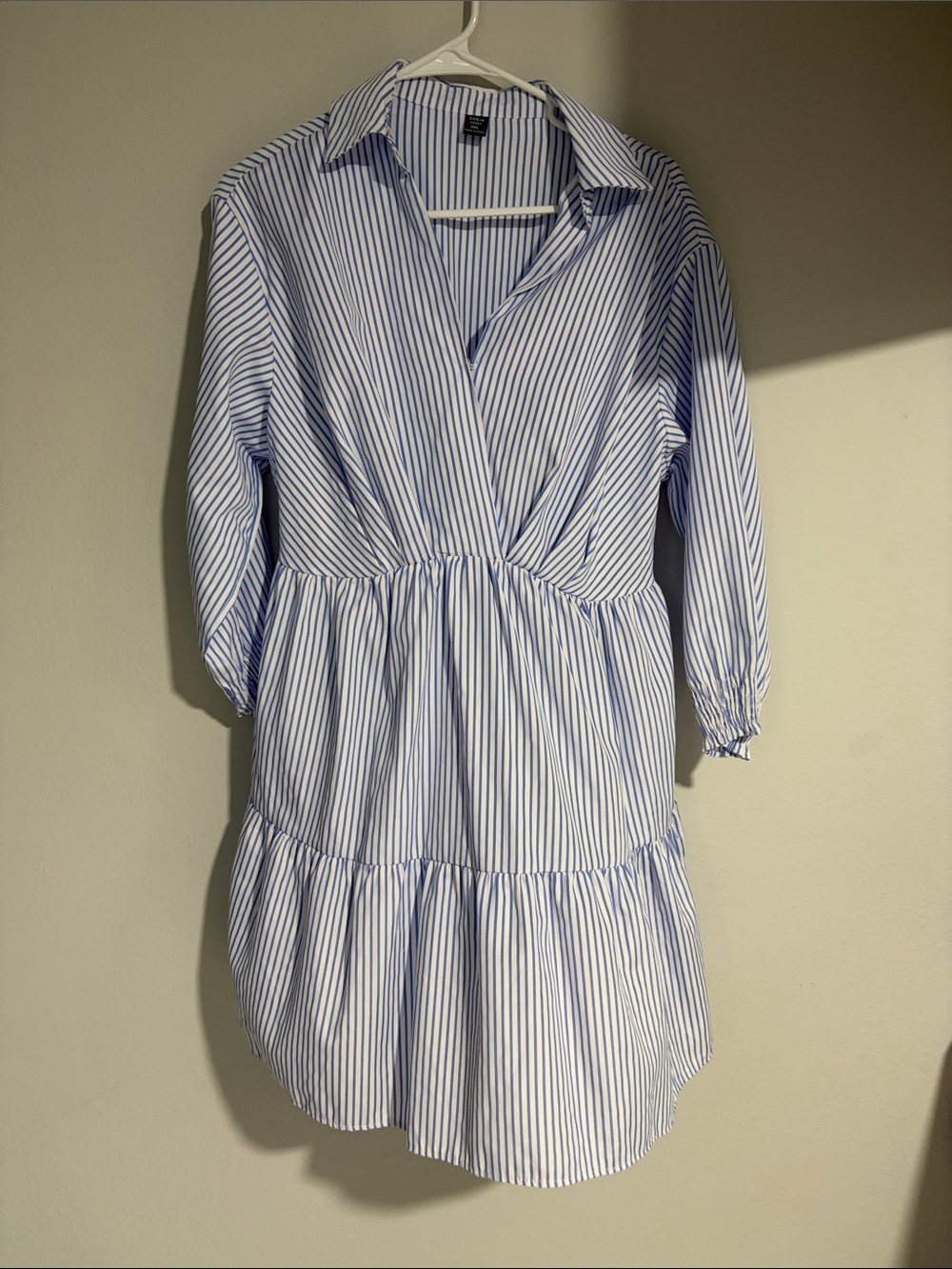 SHEIN Striped Blue & White Women’s Shirt Dress